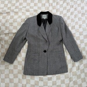 Vintage Amanda Smith Black and Gray Checkered Blazer